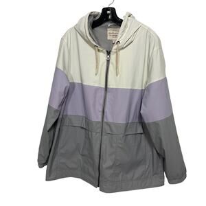 Original Weatherproof "Vintage"  Colorblock Women's Hooded Rain Jacket Size XL